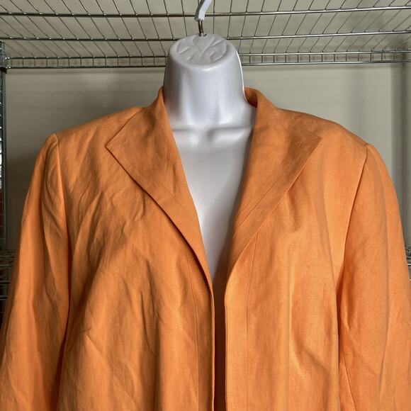Coldwater Creek Womens Orange Silk Linen Blend Open Front Blazer Size 1X Coastal - Picture 8 of 11